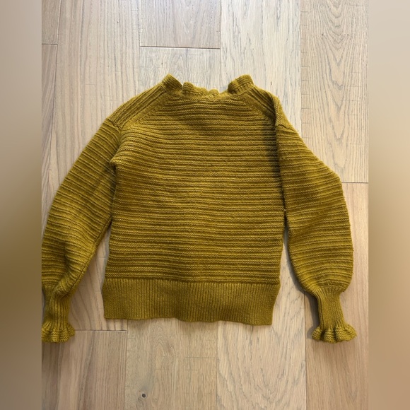Madewell Ruffle-Trim Ribbed Sweater in Marigold Yellow - Picture 2 of 6